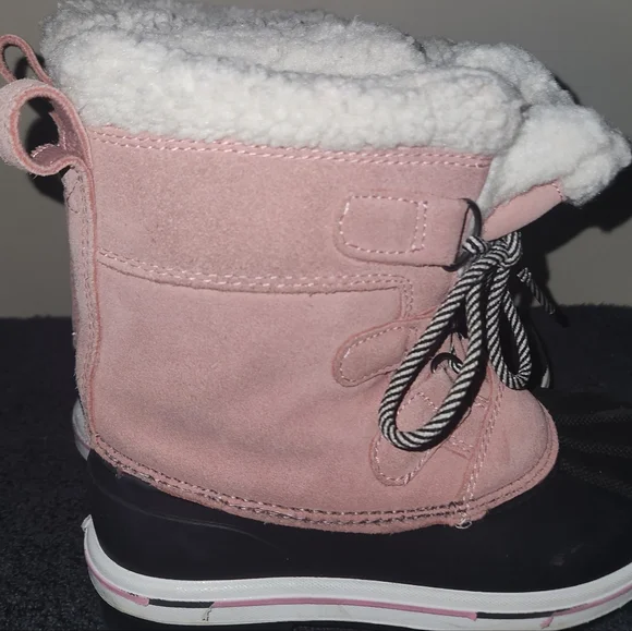 Cat & Jack Pink and Black Girl Winter Waterproof Snow Boots Size 13 Little Girls - Picture 12 of 15